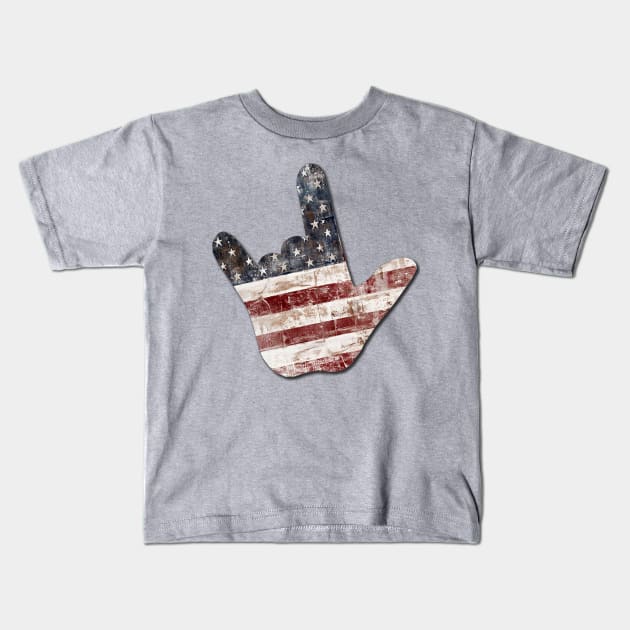 ILY - American Flag Kids T-Shirt by MonarchGraphics